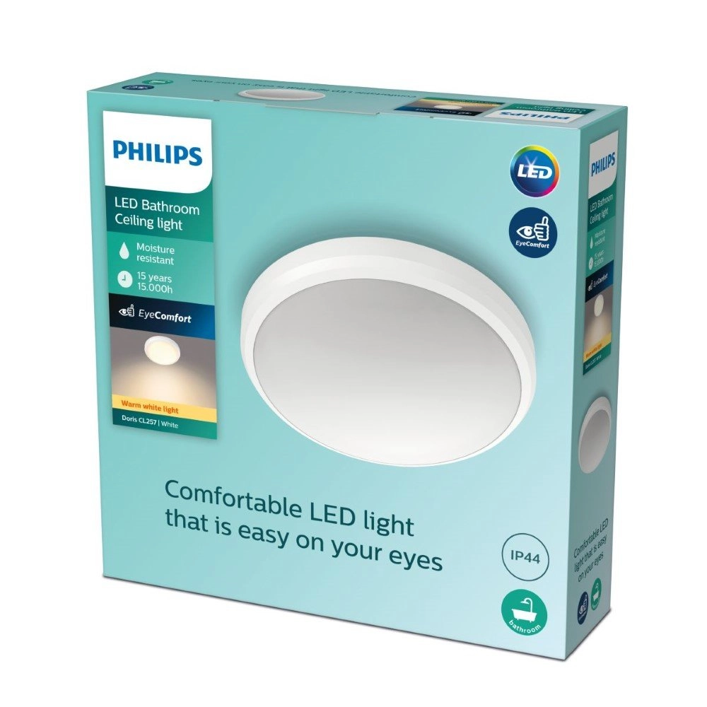 Plafonnier blanc Doris Ø 22,5 cm Philips 8718699758783