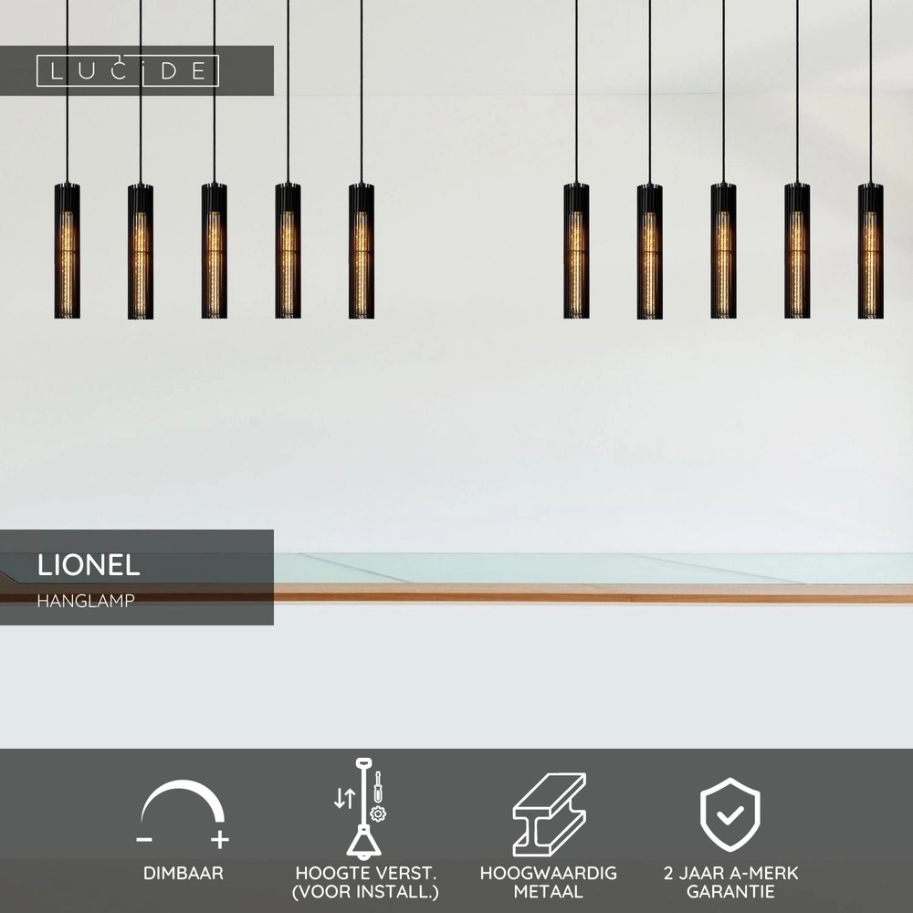 Lampe pendante de conception Lionel Noir à 5 lumières Lucide 5411212730435
