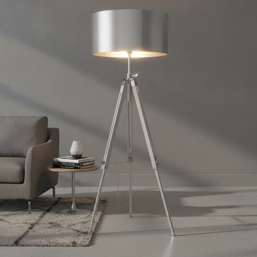 Lampadaire tripode Jewel 150cm blanc avec gris