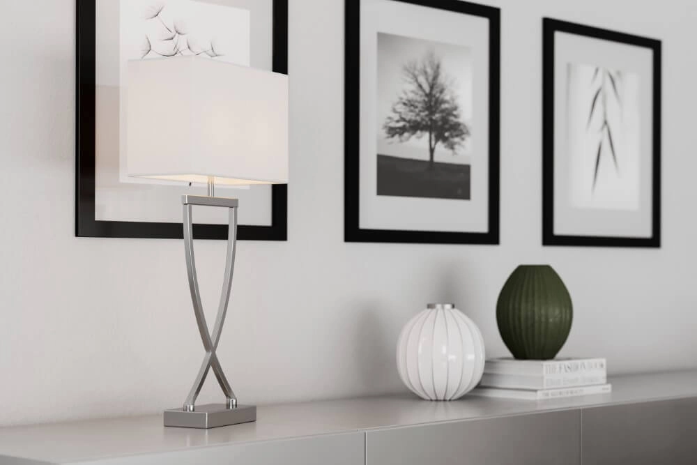 Lampe de table Omega chromé blanc 52cm By Rydéns 7391741204387