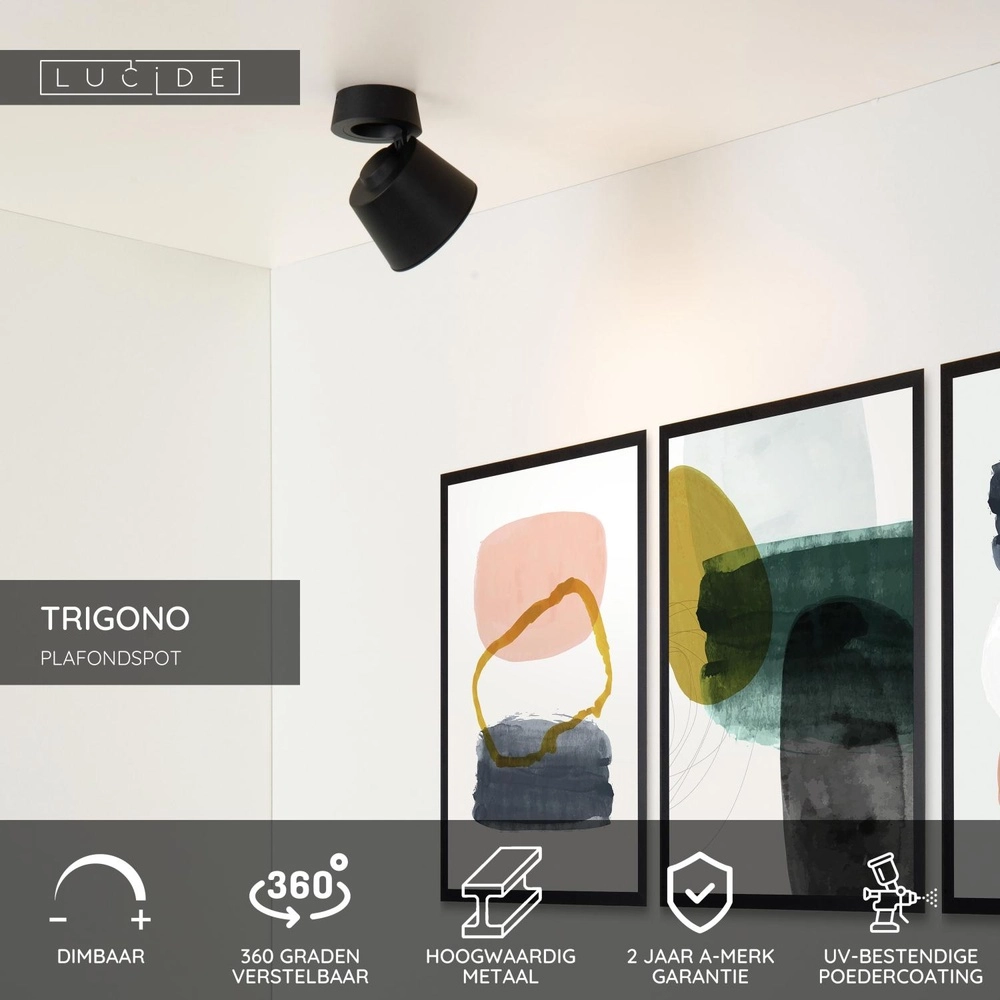 Projecteur de plafond Trigono Noir simple Lucide 5411212093110