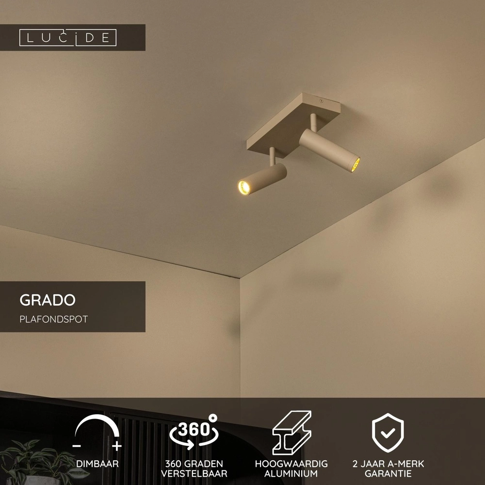 Lampe de plafond élégante Grado Brun sable 2 clairs Lucide 5411212221728