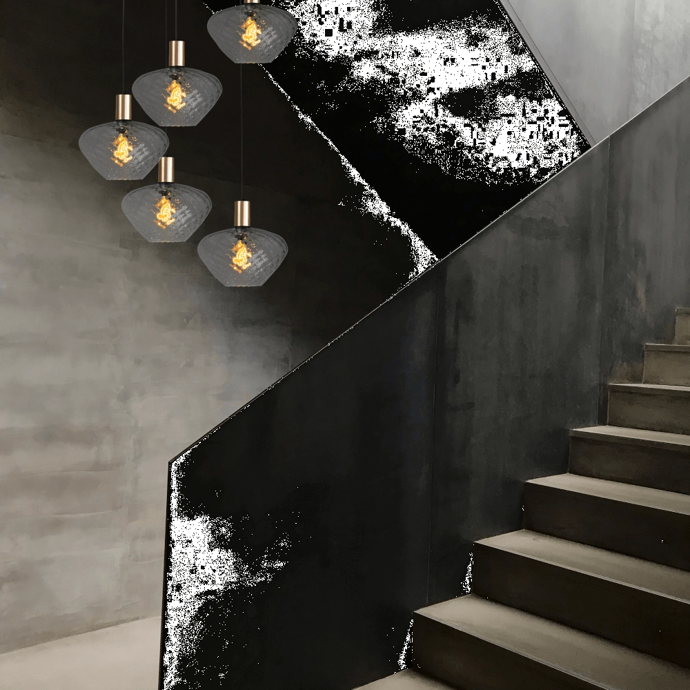 Suspension loft 5 lumières - dorée - Porto avec verres transparents Blossom Masterlight 8718121271064