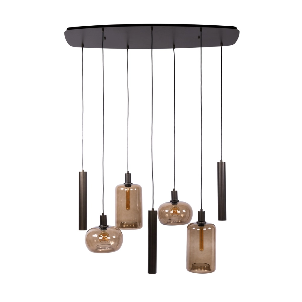 Lampe pendante moderne Serene Marron sienne à 7 lumières Lyora 8716803514812
