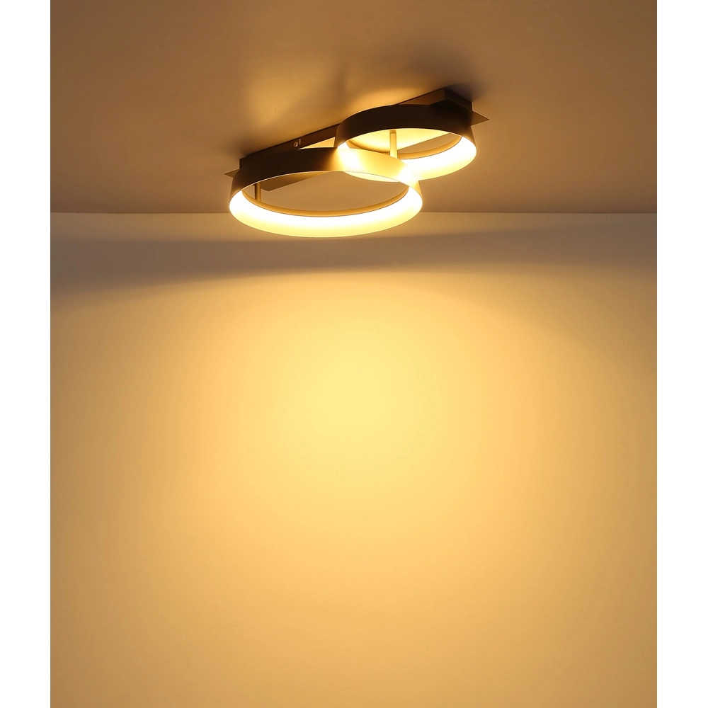 Lampe de plafond élégante Syrakus Café brun 2 anneaux Globo 9007371573080