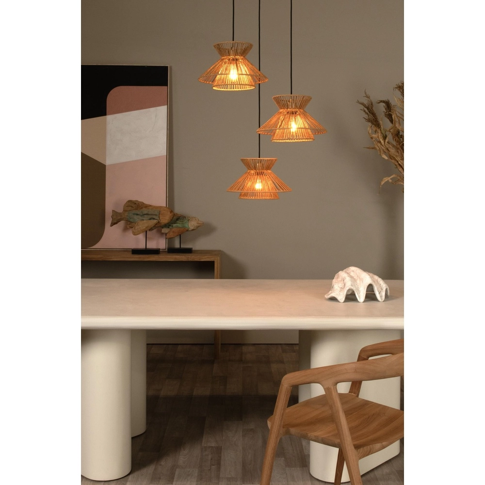 Lampe suspendue Tasman Rotin à 3 lumières Lucide 5411212105998