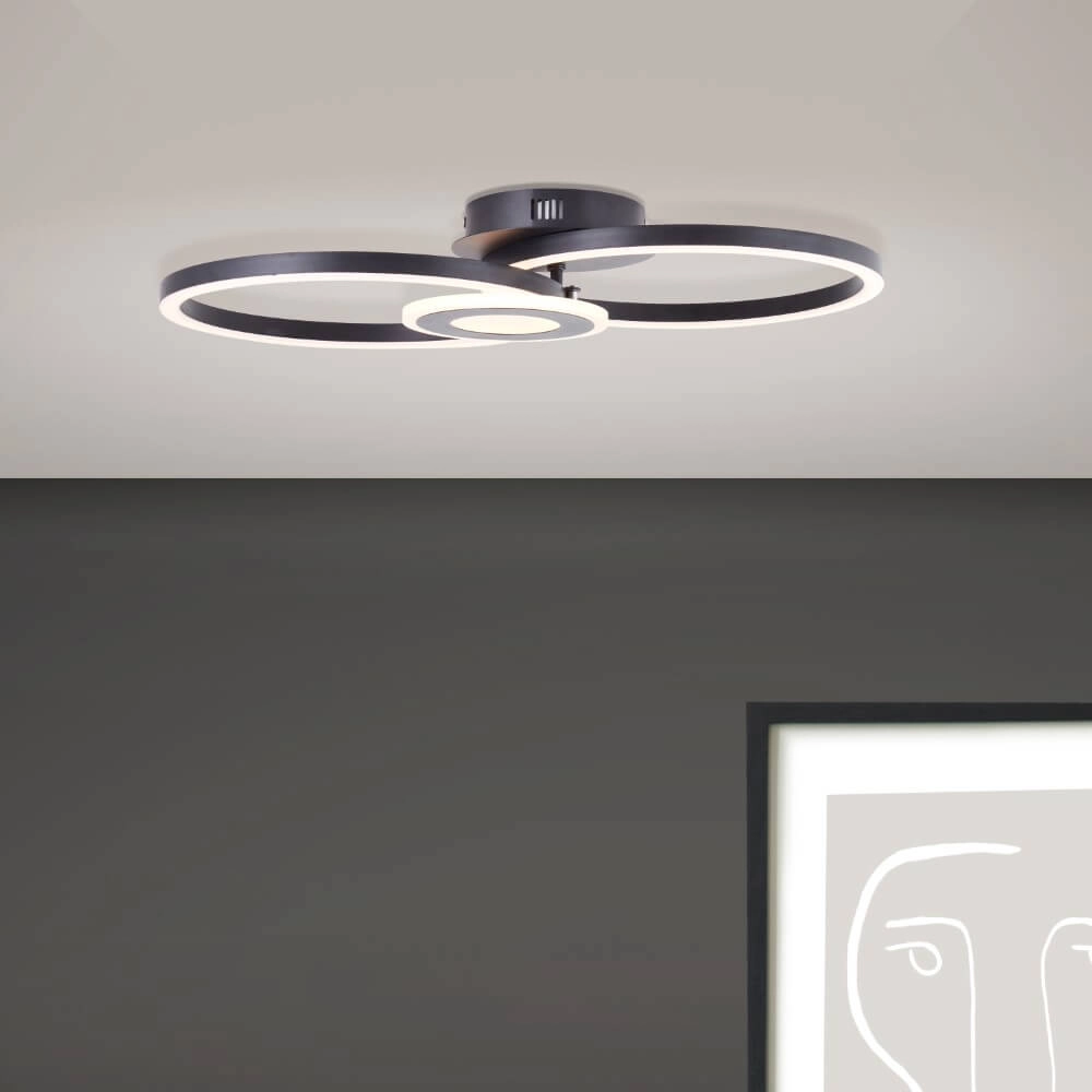 Plafonnier Bray rond noir Brilliant 4004353420023