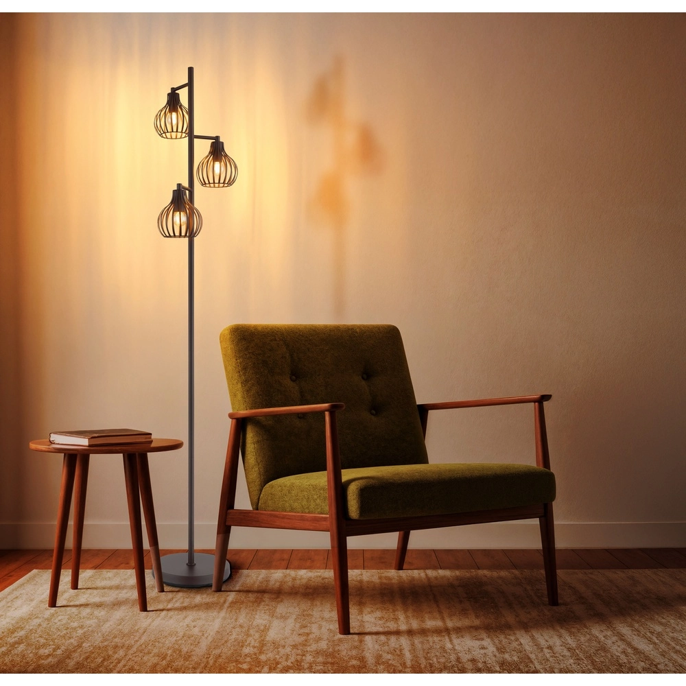 Lampe de pied à 3 lumières Mateo brun rouille Globo 9007371569236
