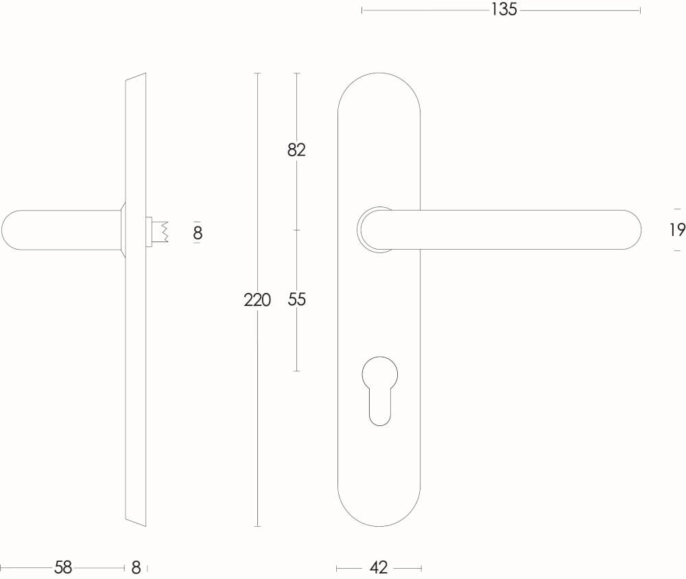 Poignée de porte étanche Rond PC 55mm acier inoxydable Intersteel 8714186060612