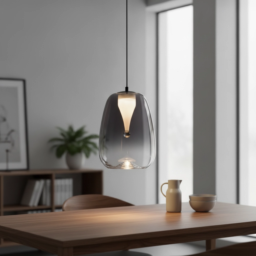 Suspension design Oblo Verre fumé à 1 lumière