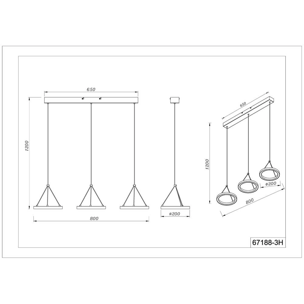 Suspension 3 lumières Grenvix Design noir Globo 9007371450770