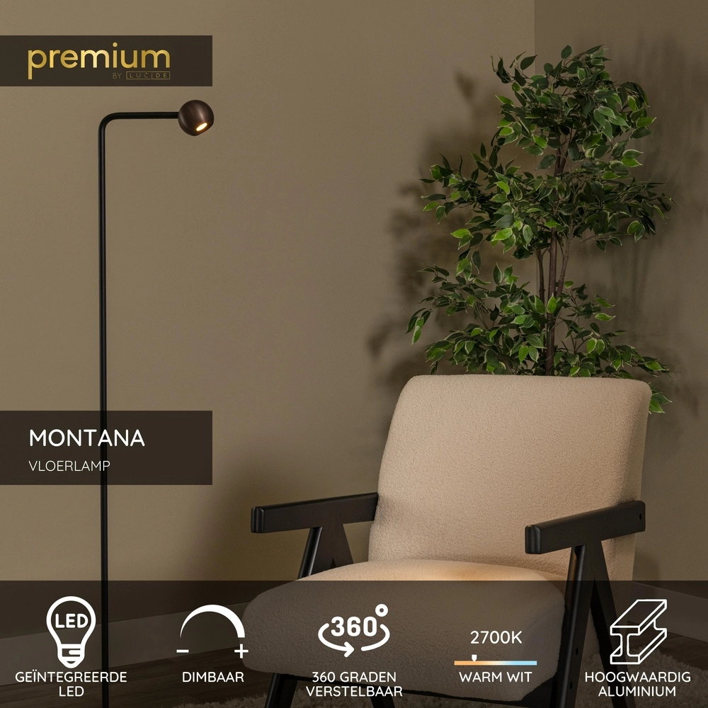 Lampadaire de conception Montana Café brun Premium by Lucide 5411212680211