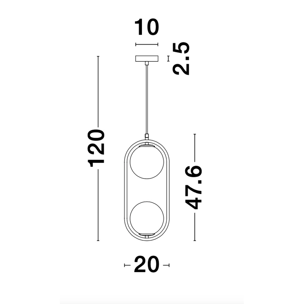 Suspension design Obitar Double ovale doré Lyora 5212017427694
