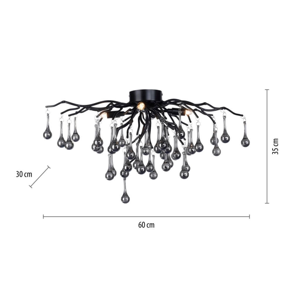 Lustre Icicle noir 60cm Paul Neuhaus 4012248377574