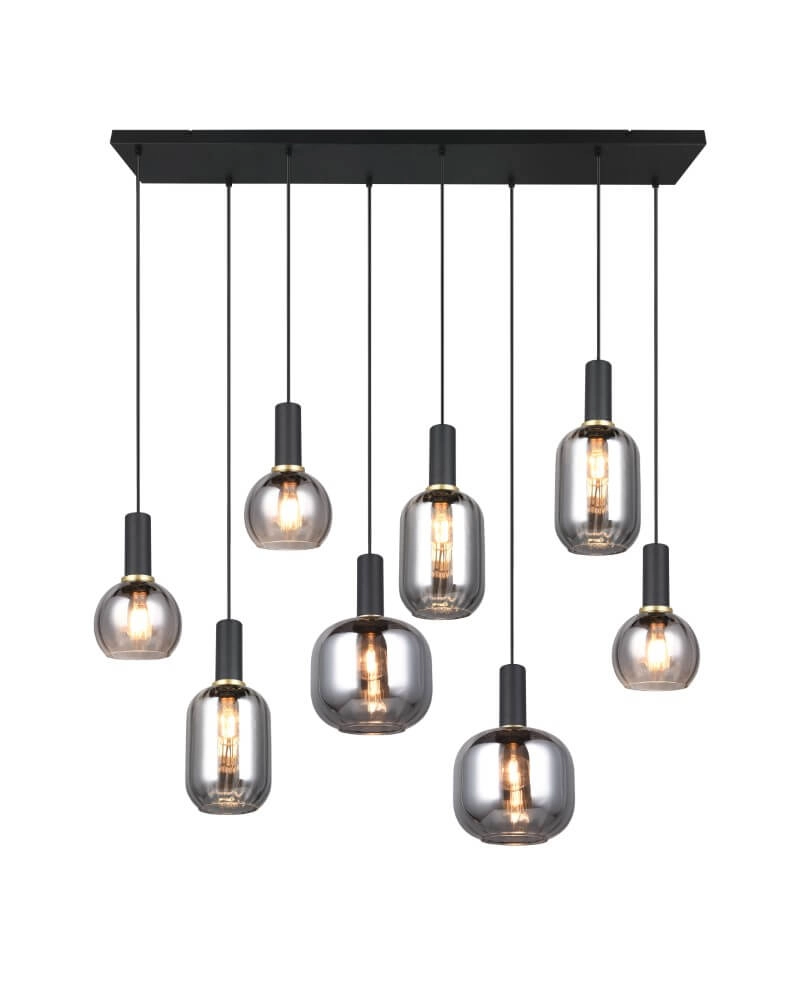 Lampe suspendue pour salle à manger Diva 8 lumières - verre fumé Trio 4017807614589