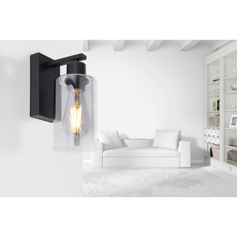 Lampe murale noire Hadera avec du verre fumé Globo 9007371402847