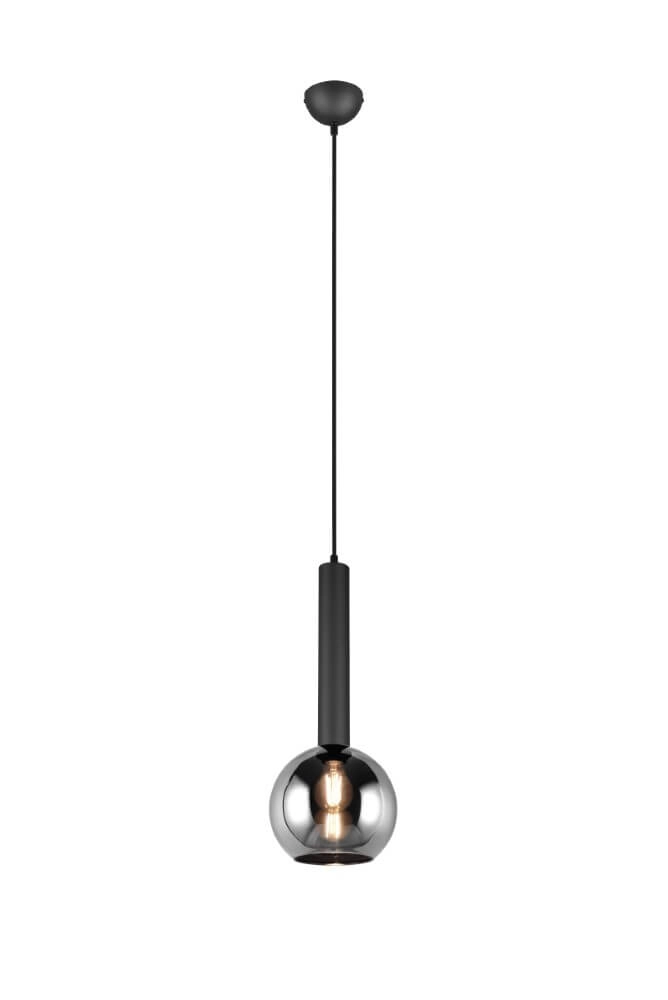 Lampe suspendue Clayton noir avec verre fumé