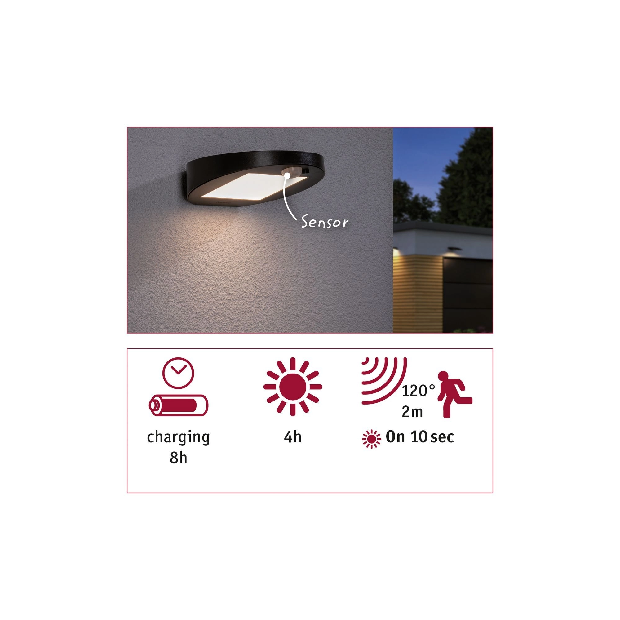 Lampe solaire ronde Ryse met sensor Paulmann 4000870942468