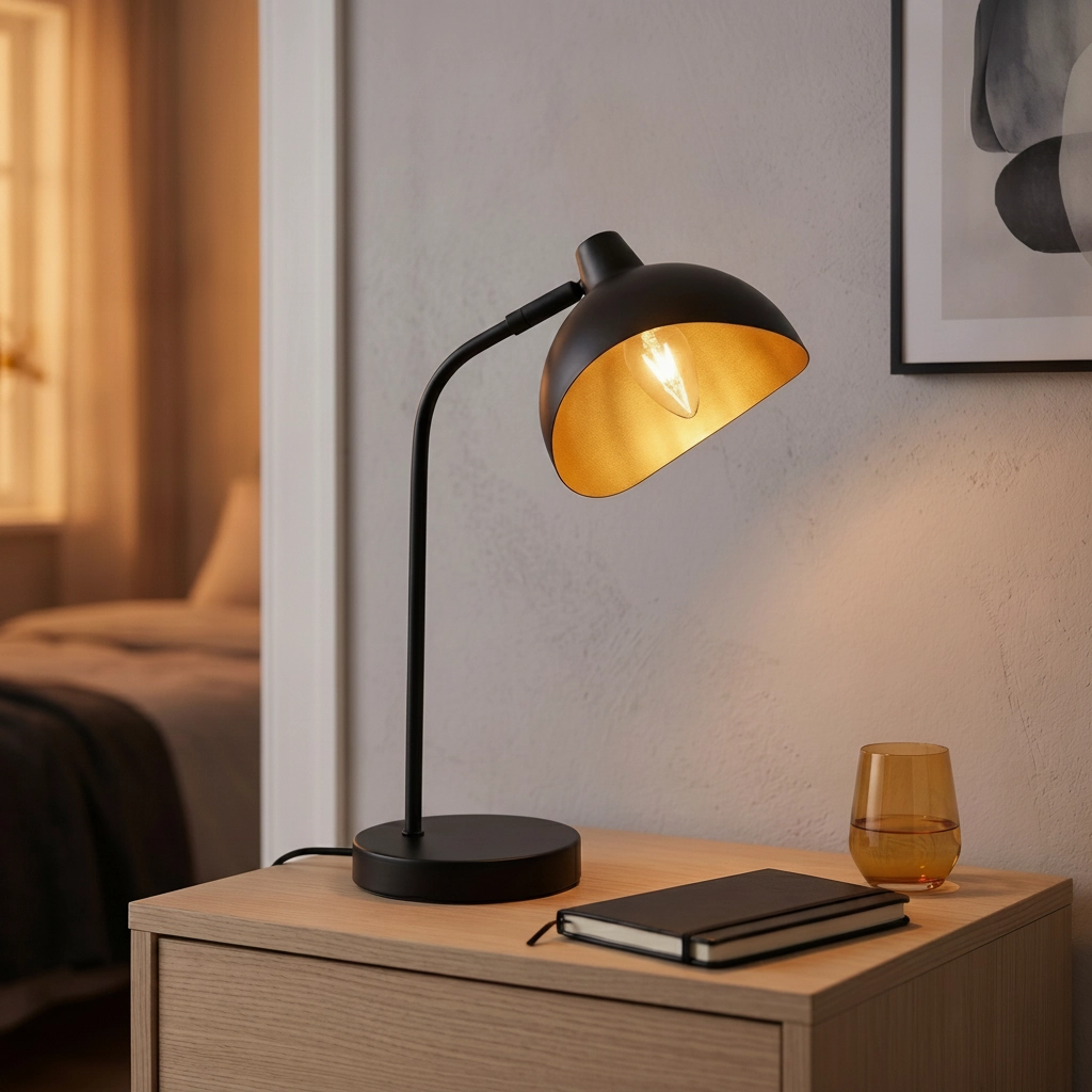 Lampe de table Geti Noir avec intérieur doré