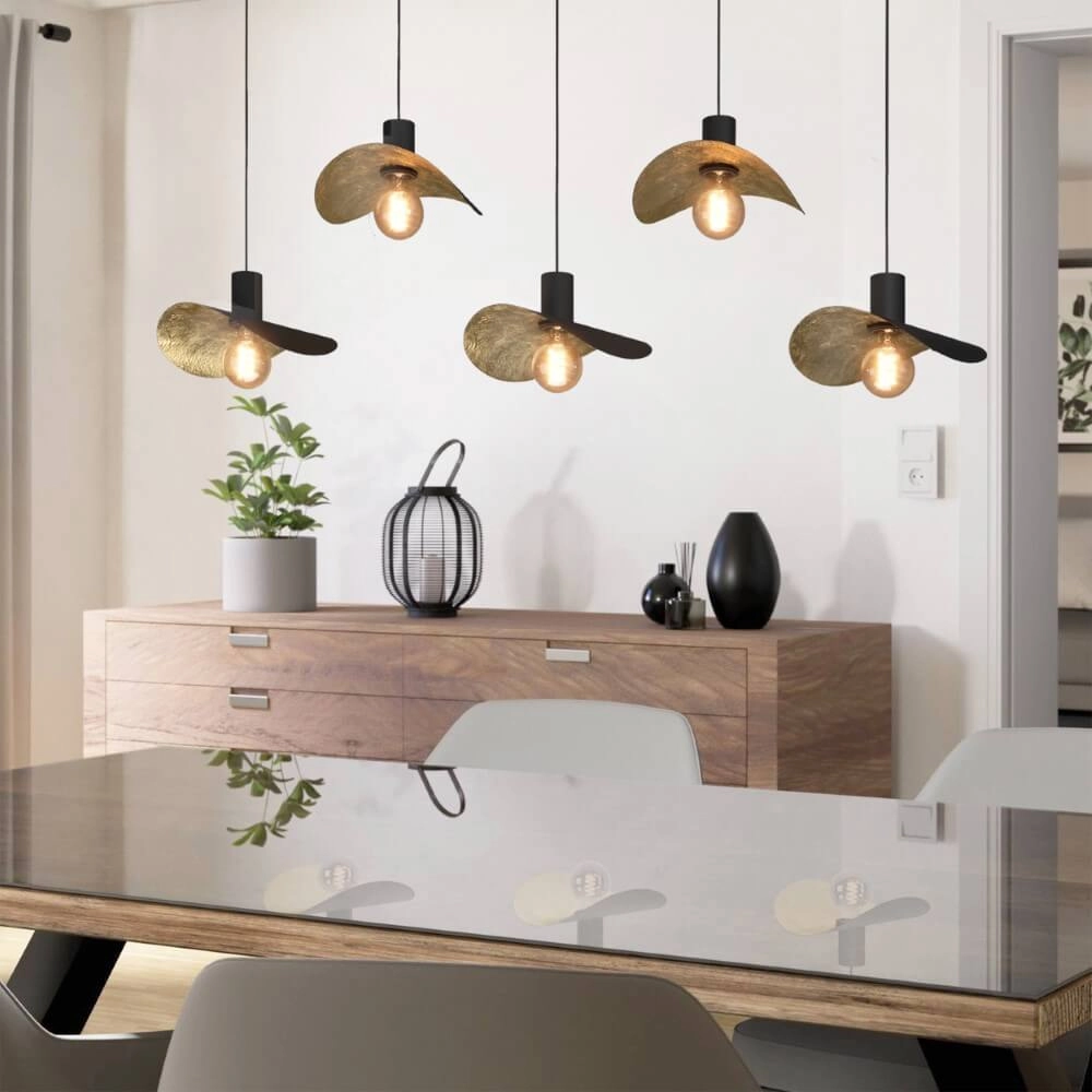 Lampe suspendue noire Saceda avec 5 lumières dorées Stars of Light 9008606292325