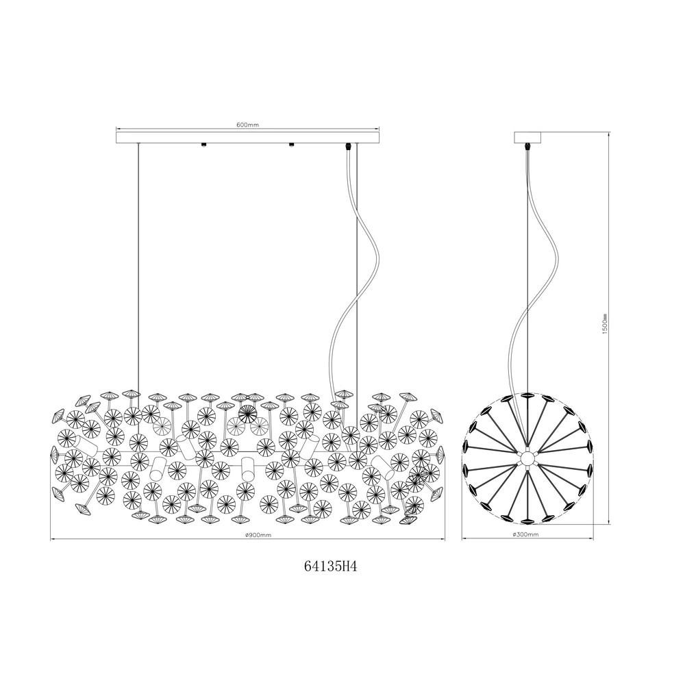 Lampe suspendue Katrina Or 90cm Globo 9007371478316