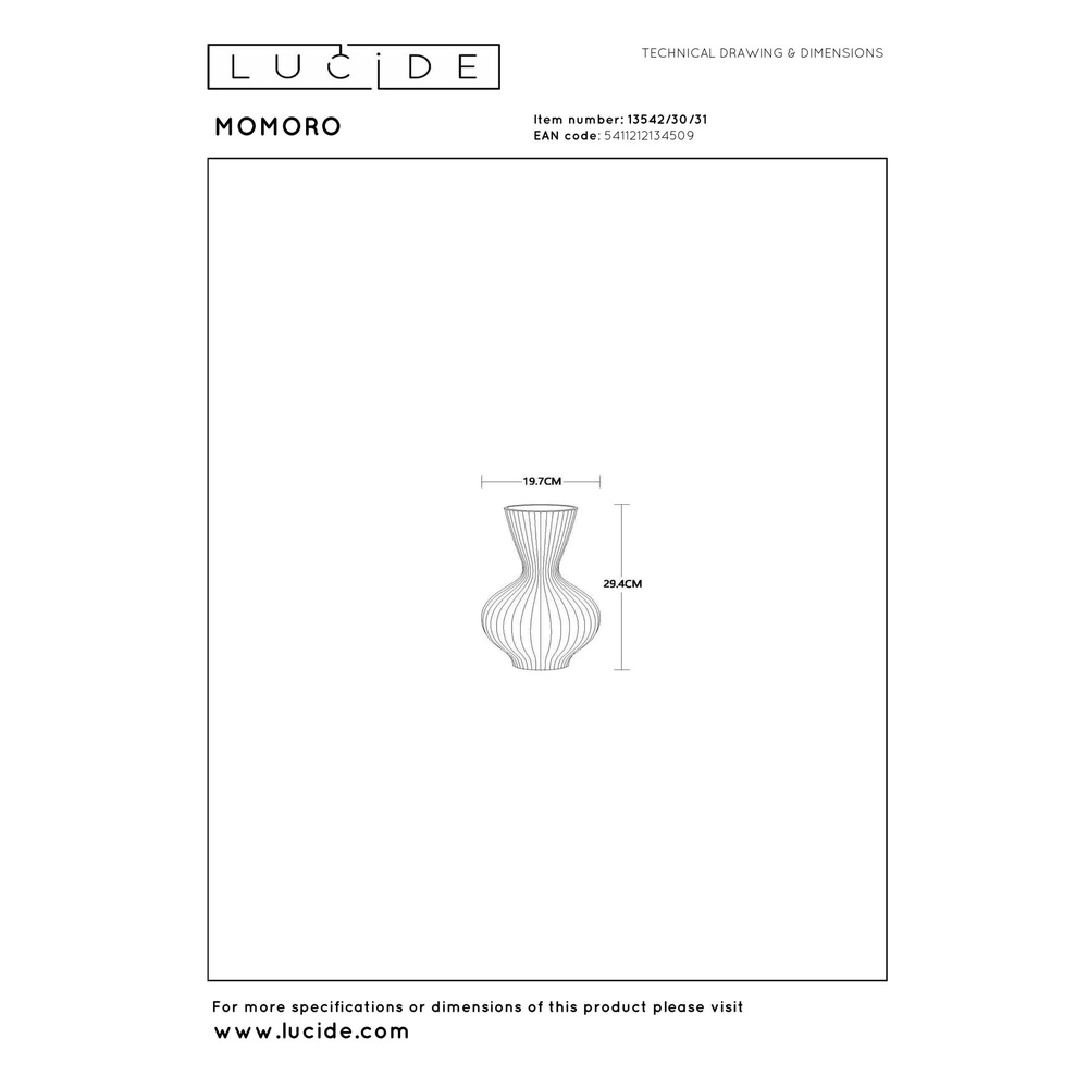 Vase de lampe de table Momoro Blanc Lucide 5411212134509