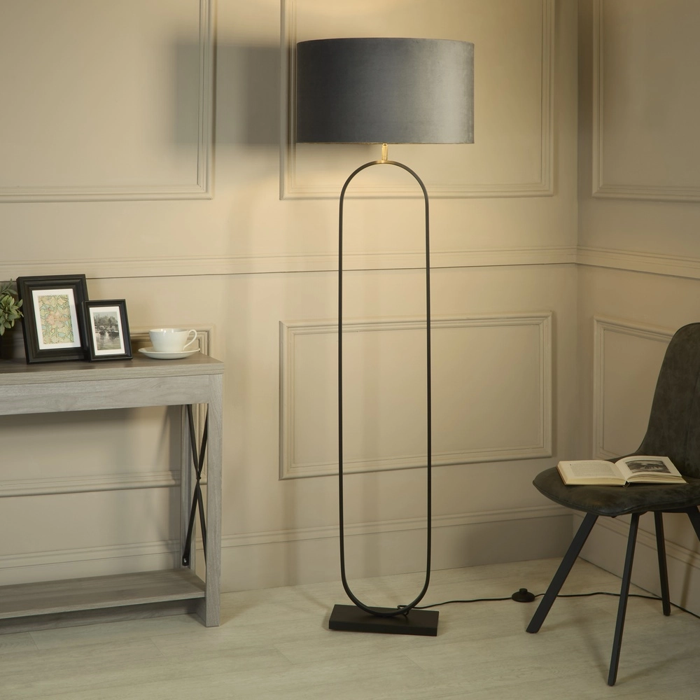 Lampadaire Modish Noir avec capuche gris foncé Searchlight 5053423307541