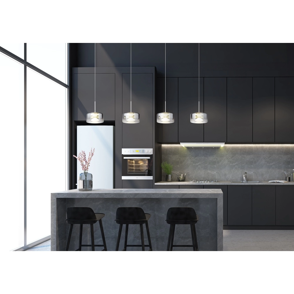 Lampe pendante de conception Belinda Blanc 4 lumières avec verre fumé Globo 9007371566372