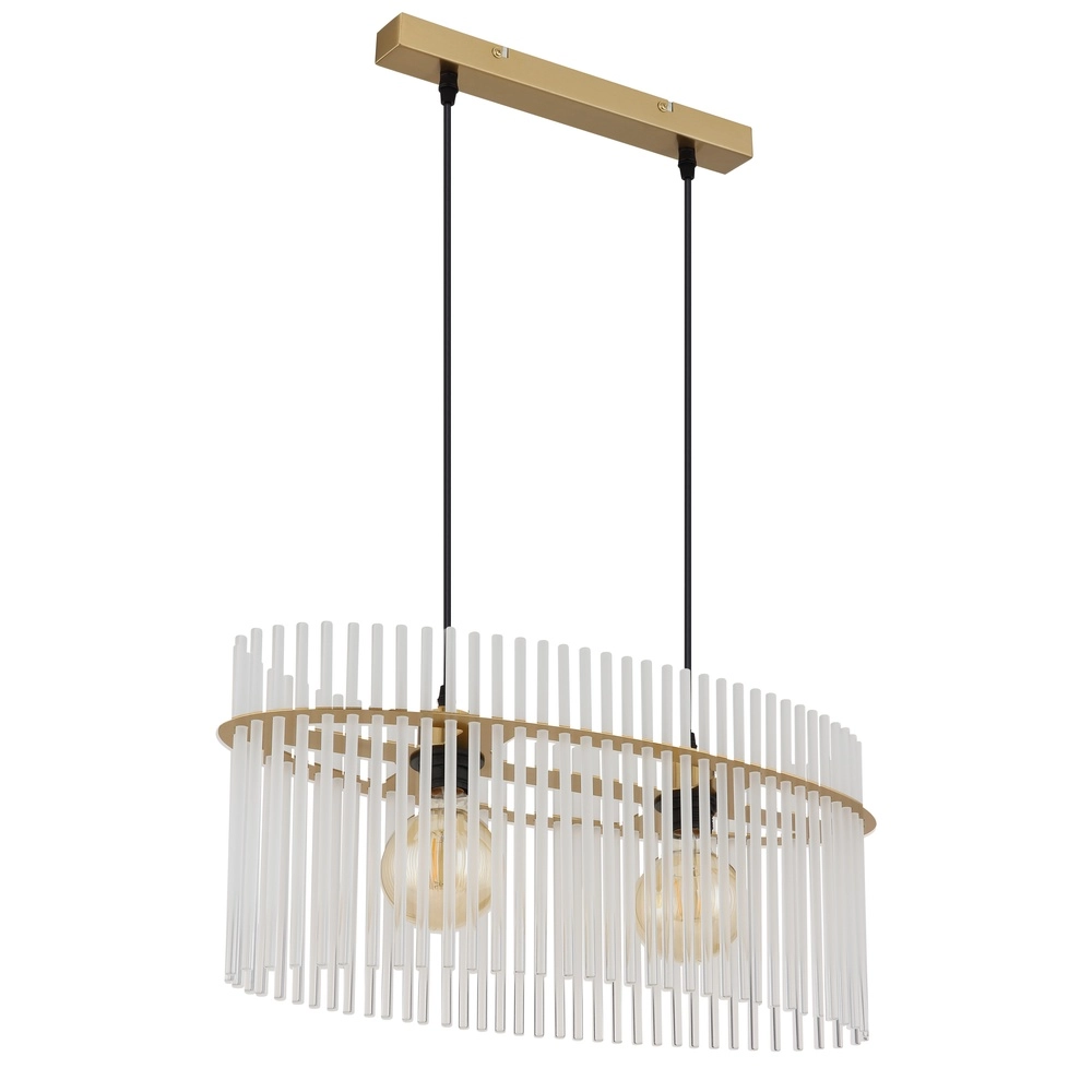 Lampe suspendue Gorley Or avec des bâtons en verre blanc Globo 9007371509140