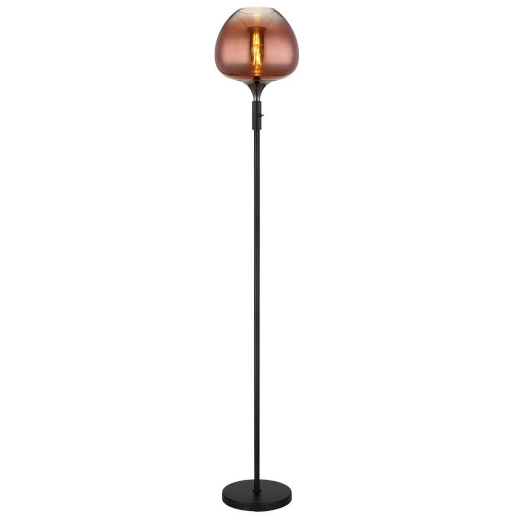 Lampadaire noir Maxy avec verre rouge Ø 29cm Lampadaire noir Maxy avec verre rouge Ø 29cm