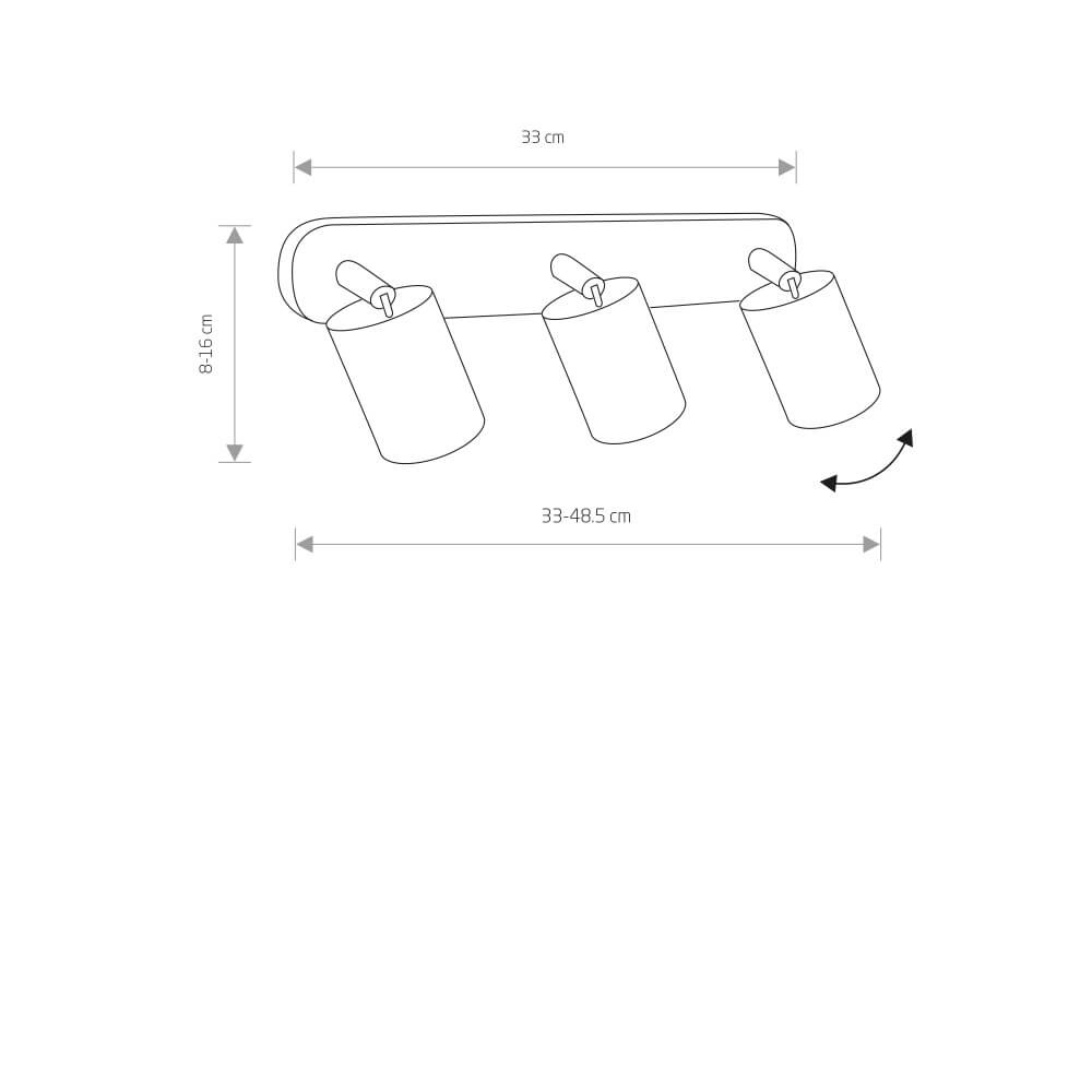 Spot en saillie 3 lumières Eye or avec du noir Lyora 5903139881890