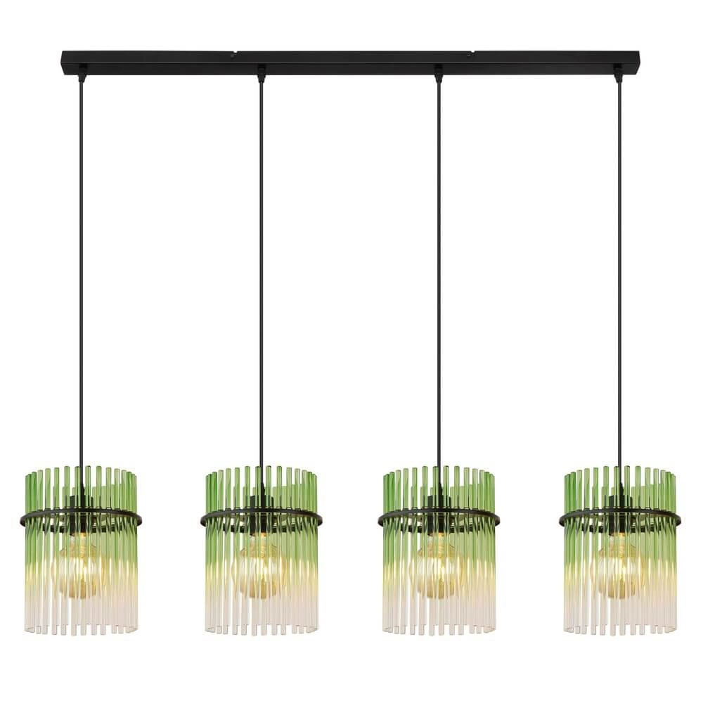 Suspension noire Gorley avec verre vert 4 lumières Globo 9007371465989