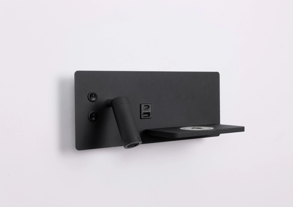 Lampe de chevet Charge laisse noire avec le chargeur sans fil Artdelight 8720701103672