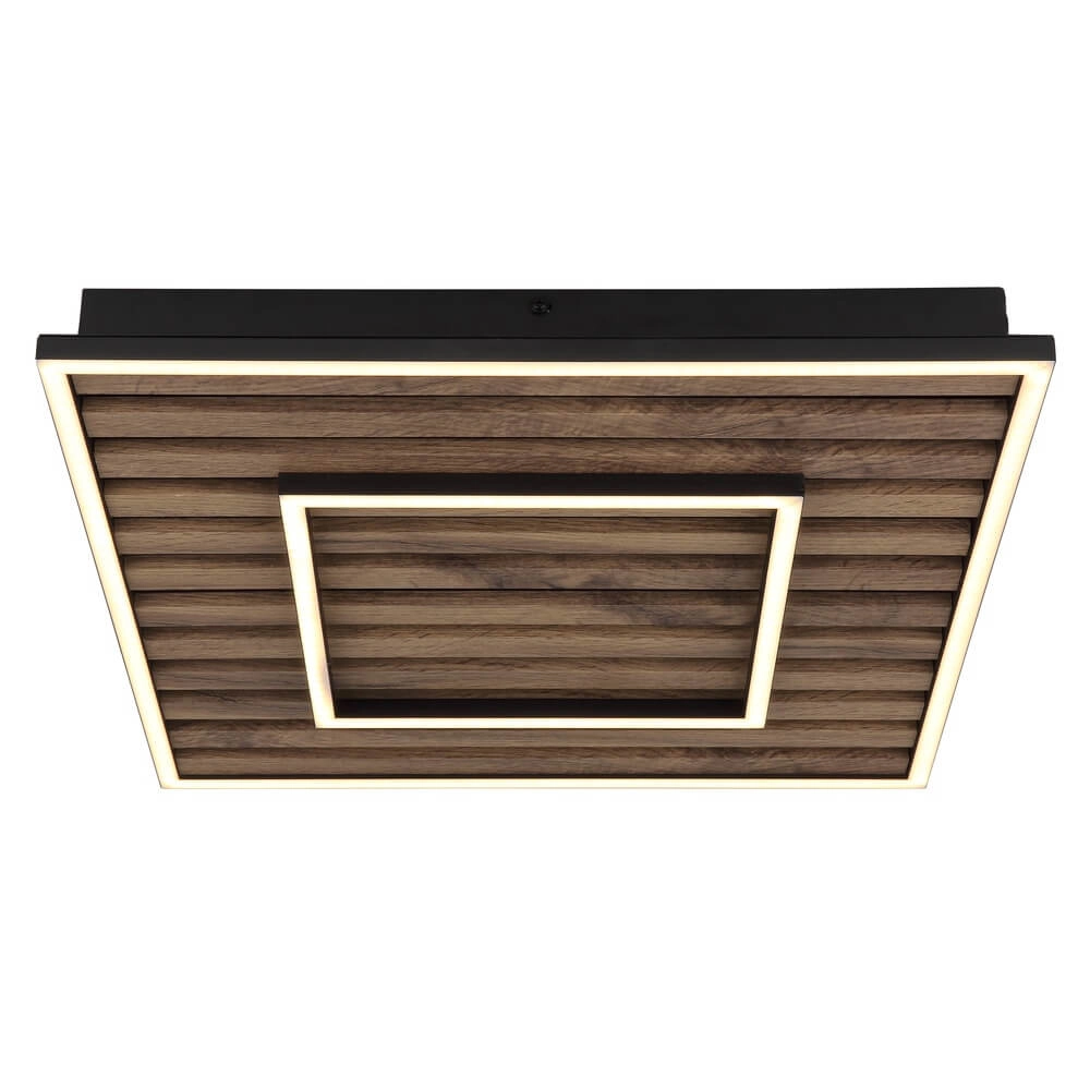 Plafonnier Woody noir avec carré de bois Globo 9007371510573