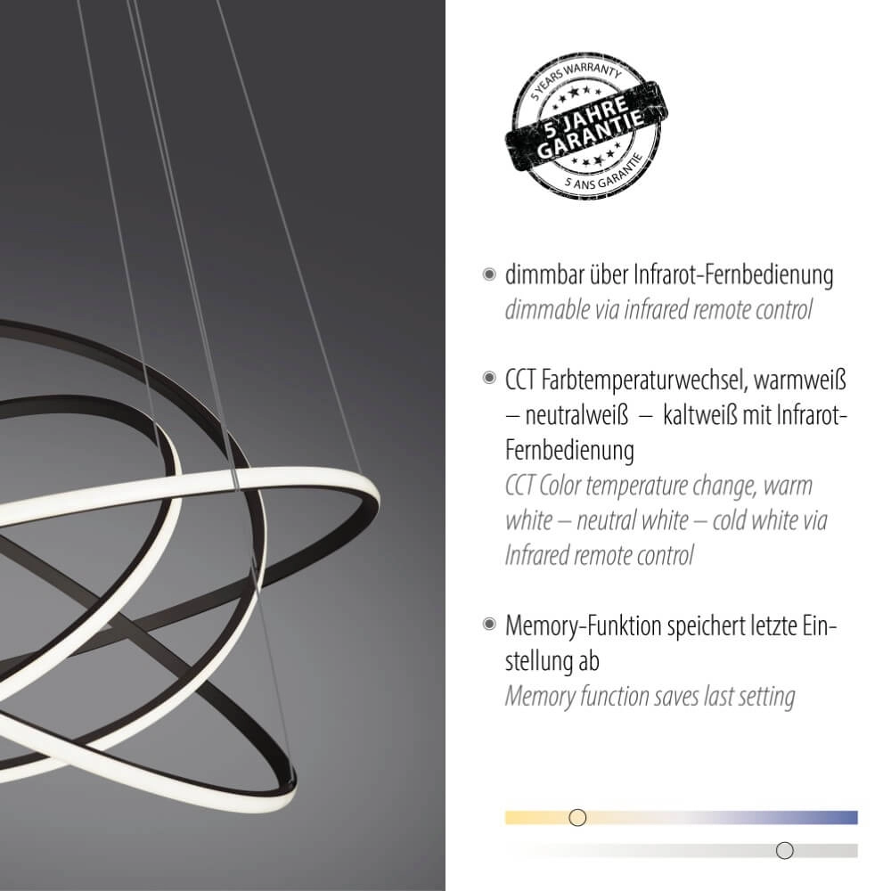 Lampe suspendue moderne Tessara anthracite Paul Neuhaus 4012248372654