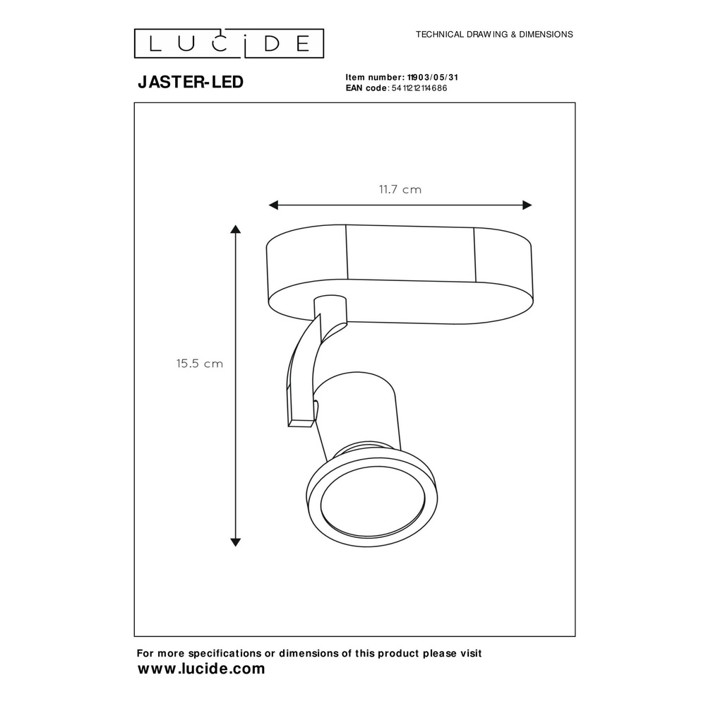 Éclairage de plafond Jaster-Led Blanc Lucide 5411212114686