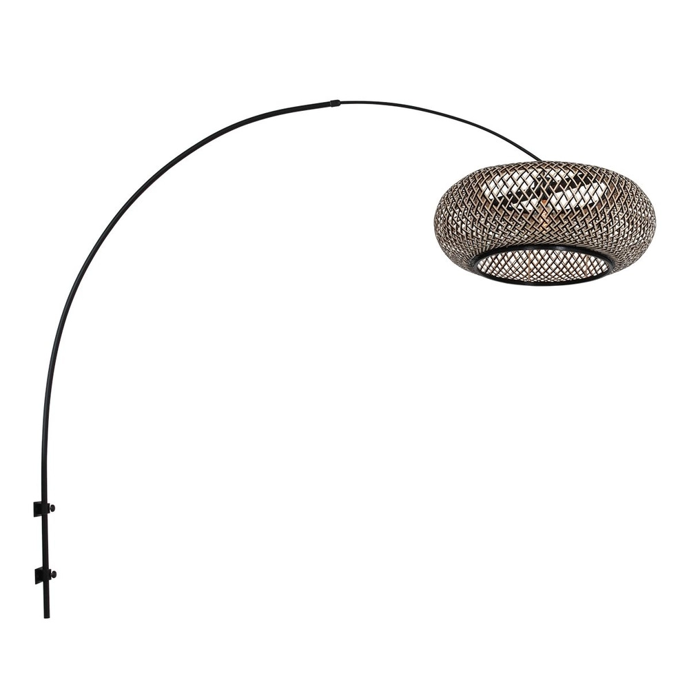 Applique murale arche Sparkled Light Capuche noire et rotin