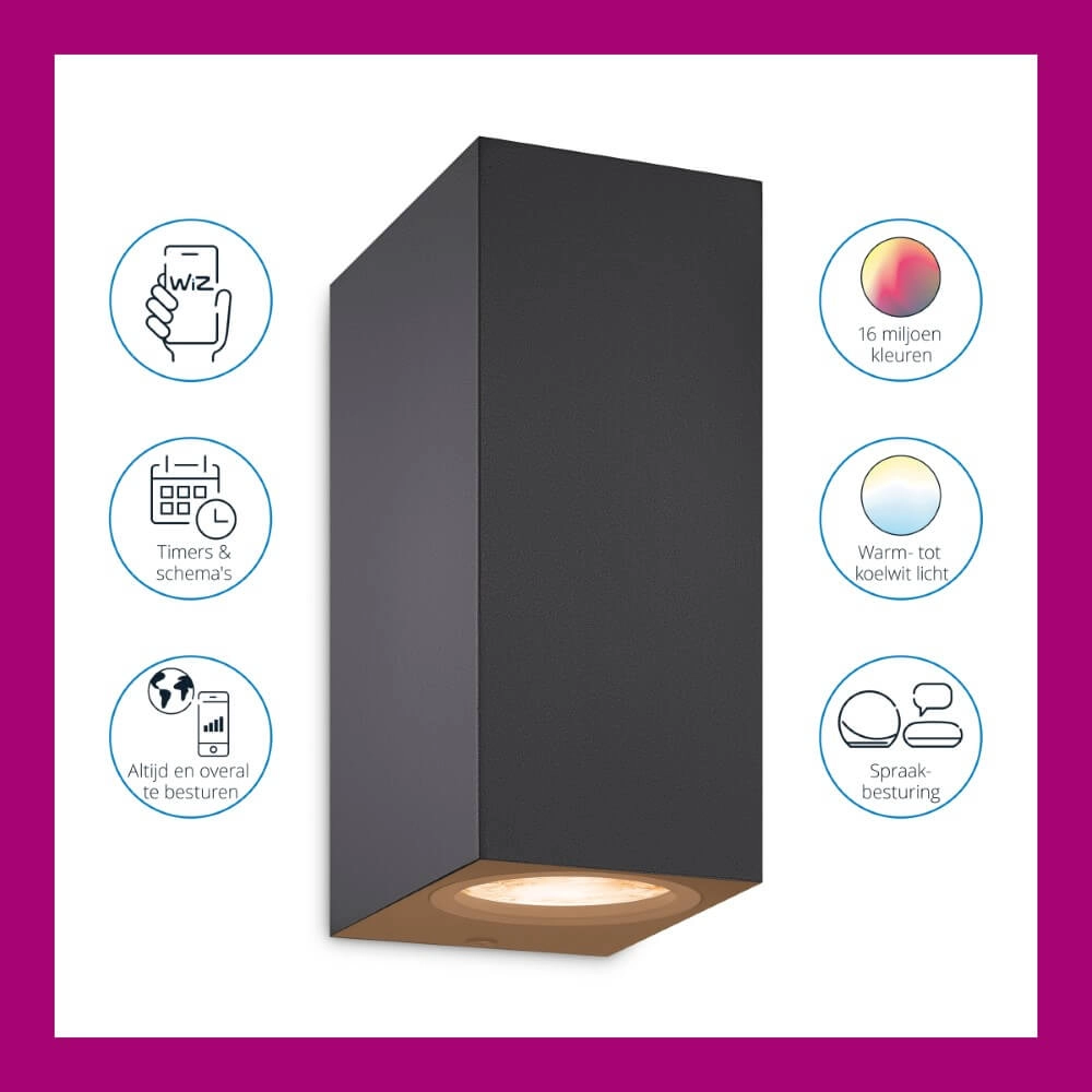 Spot mural Up and Down intelligent - noir WiZ 8719514554610