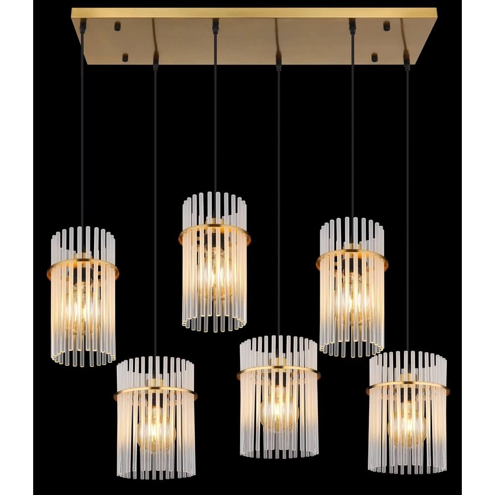 Suspension dorée Gorley avec verre 6 lumières Globo 9007371462957