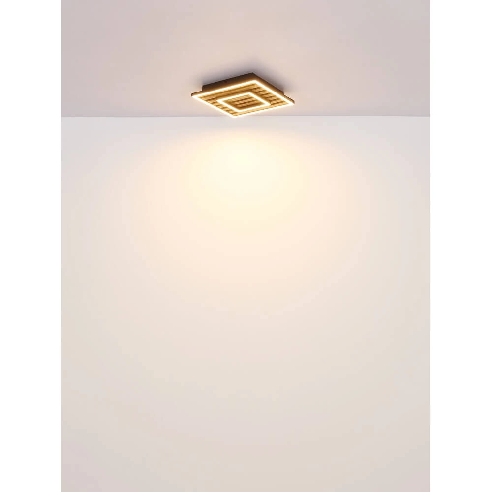 Plafonnier Woody noir avec carré de bois Globo 9007371510573