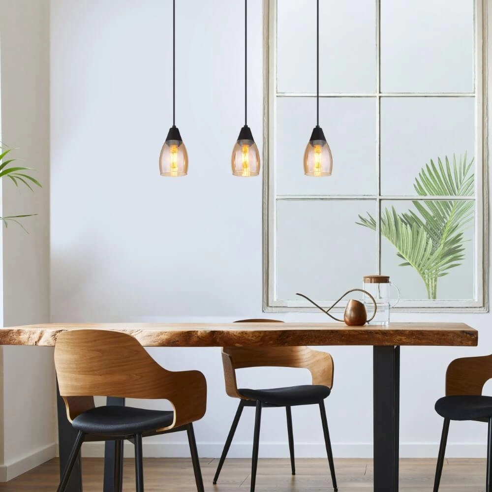 Lampe suspendue 3 lumières Reid verre ambré Globo 9007371438730