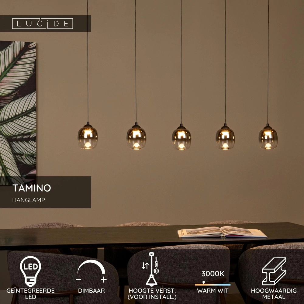 Lampe suspendue à 5 lumières Tamino Noir Lucide 5411212741257