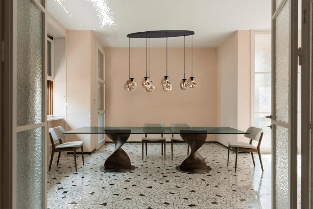 Lampe suspendue Lava Oval 8x verre doré Ø 24cm Masterlight 8718121290225