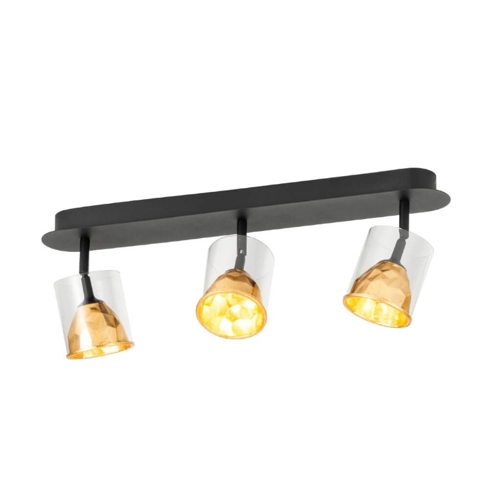 Plafonnier noir Melito avec 3 lumières dorées Stars of Light 9002759395759