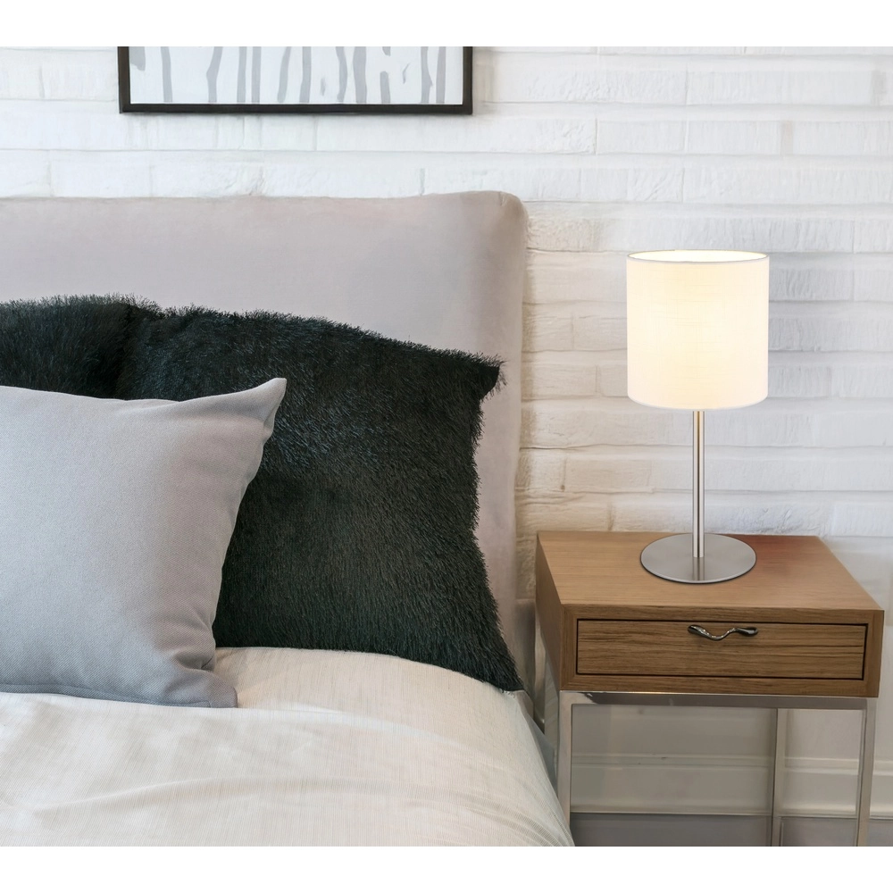 Lampe de table Benson nickel avec capot blanc Globo 9007371566402