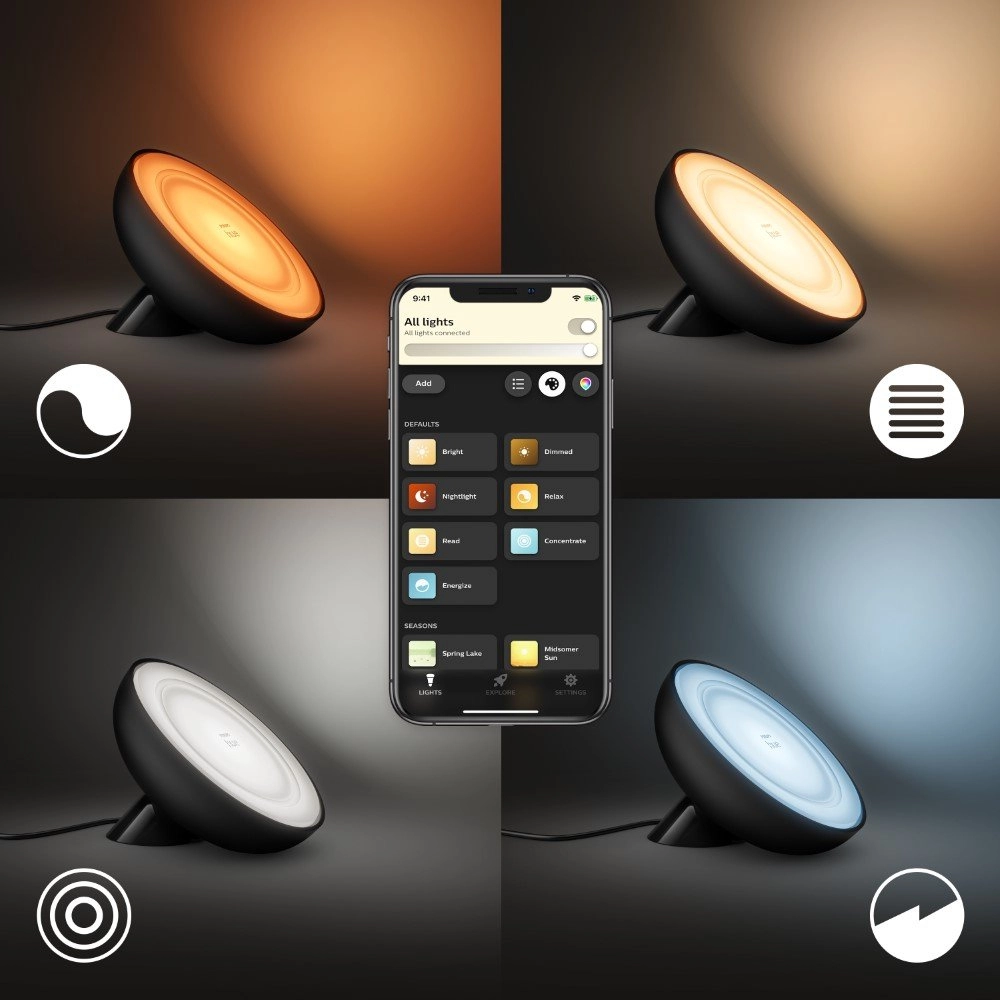 Luminaire noir Hue Bloom Philips 8718699771126