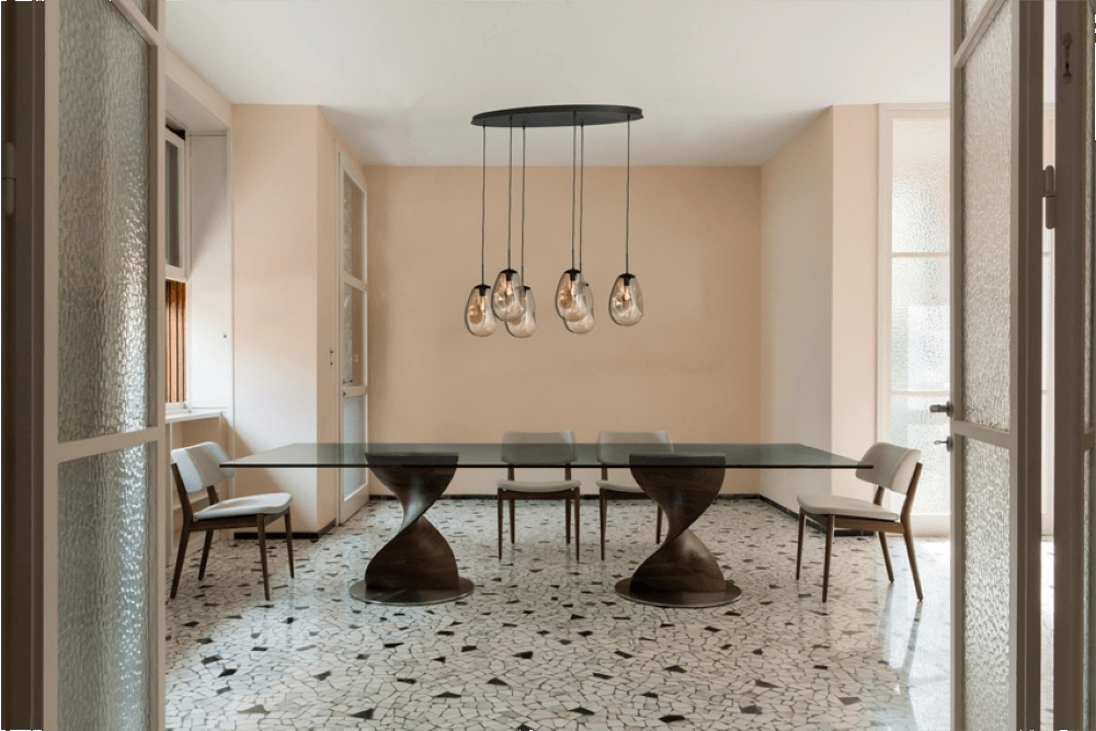 Lampe suspendue Lava Oval 6x verre doré Ø 22,5cm Masterlight 8718121290133