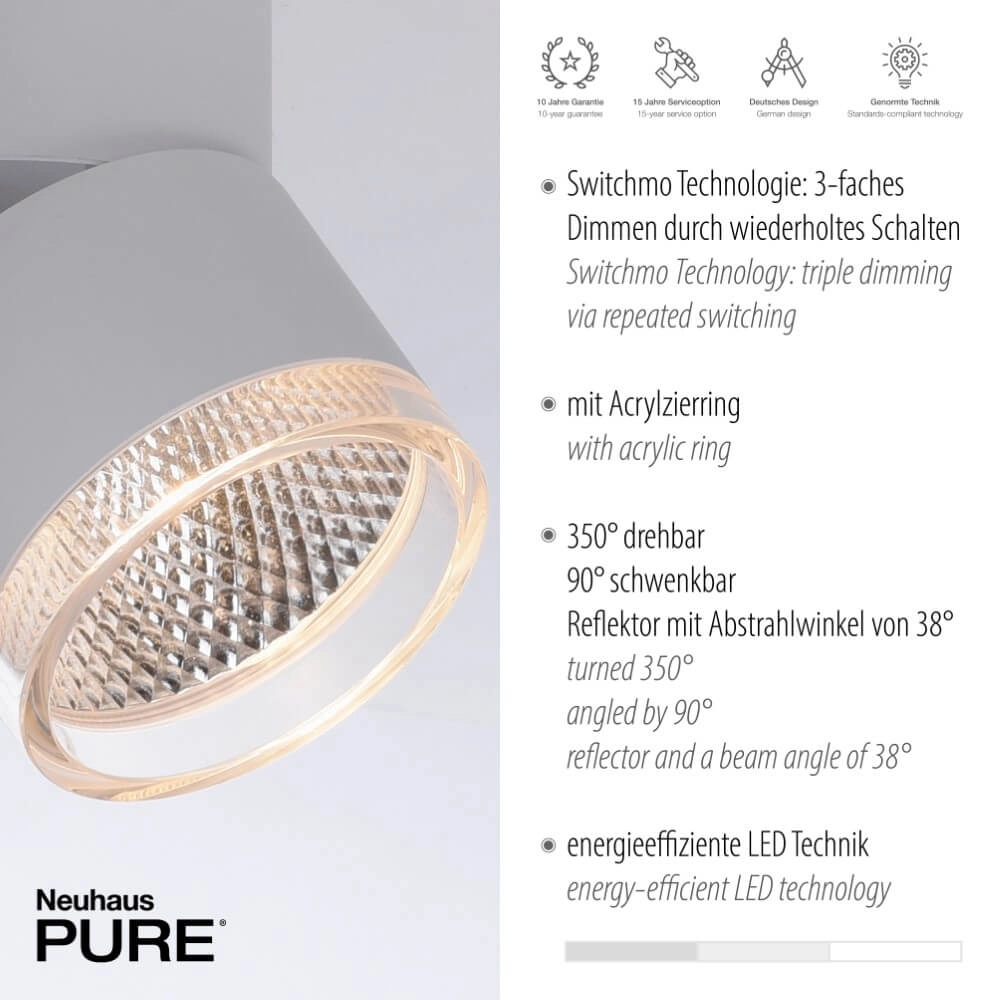 Plafonnier blanc Pure Nola 4 lumières Paul Neuhaus 4012248374559