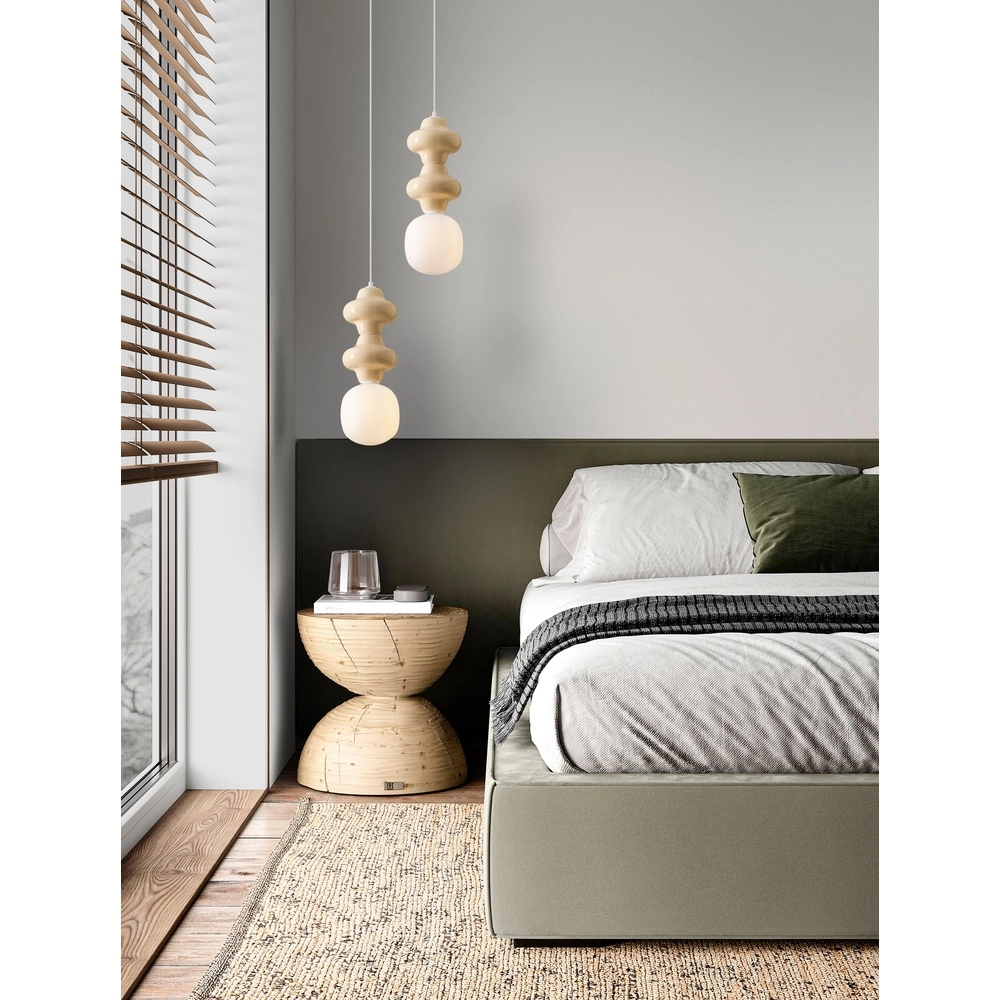 Suspension Clio M céramique jaune avec verre blanc Lyora 5212017461223