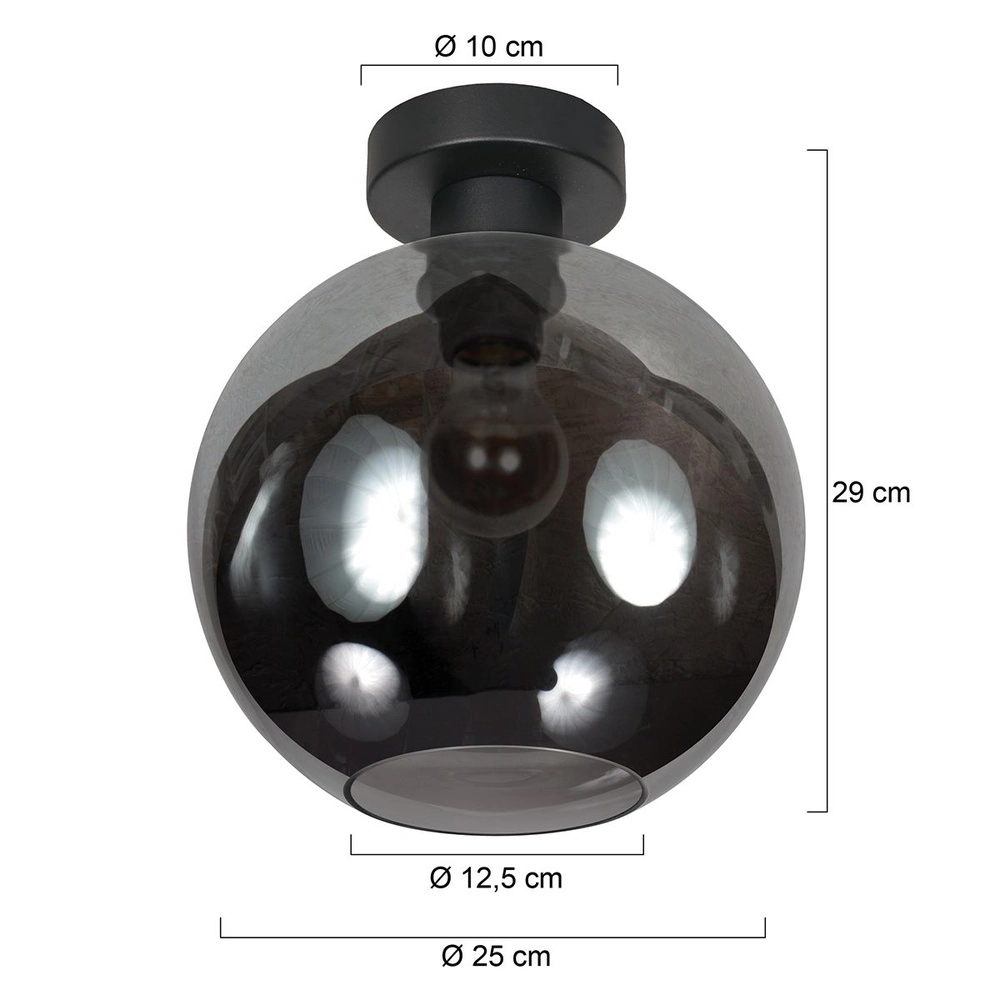 Plafonnier Bloeba verre fumé convexe Ø 30cm Steinhauer 8712746181111